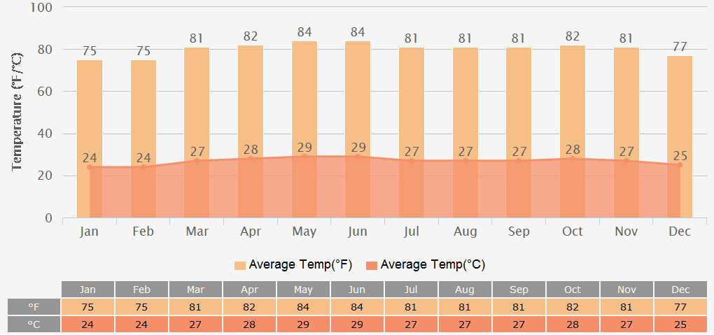 Average Temperatures Graph for Mumbai